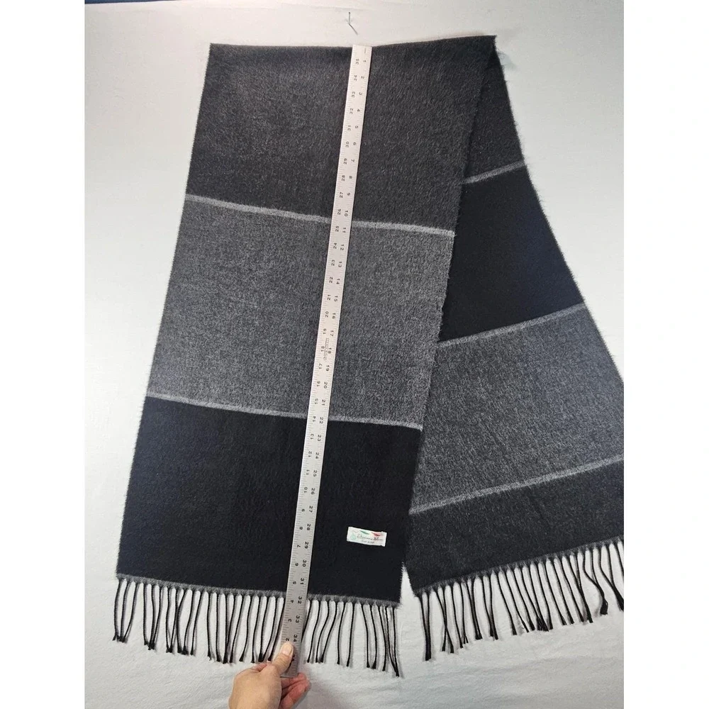 L'Accessorio‎ Italiano Made in Italy Wool Scaff Preppy Gray & Black 15
